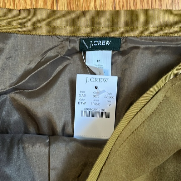 Gorgeous NWT J Crew Green Tan Fully Lined Wool Side Zip Mini Skirt w Pockets 12 - Picture 3 of 4